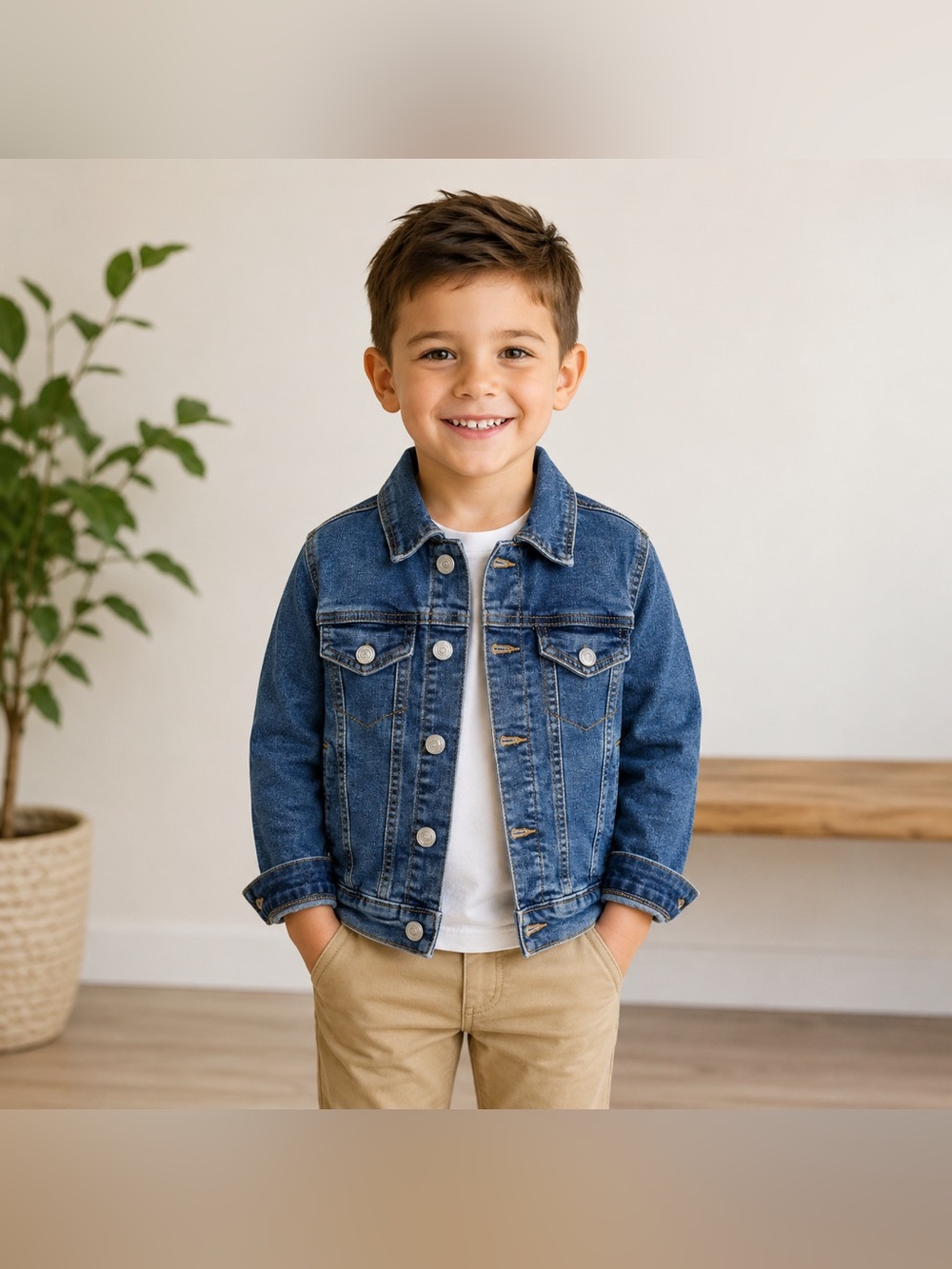 Old Navy Boys Classic Blue Button Front Denim Jacket Size 5T
